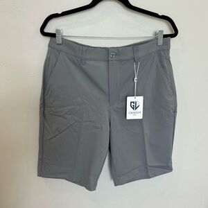 Men’s Graham Luxe Gray Flatfront Golf Shorts, 34